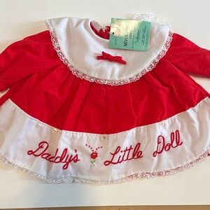 Red and White Baby Dress with Embroidery